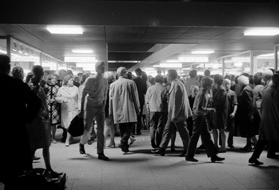 127348 Afbeelding van het publiek tijdens de instuif ter gelegenheid van de officiële opening van het Winkelcentrum ...